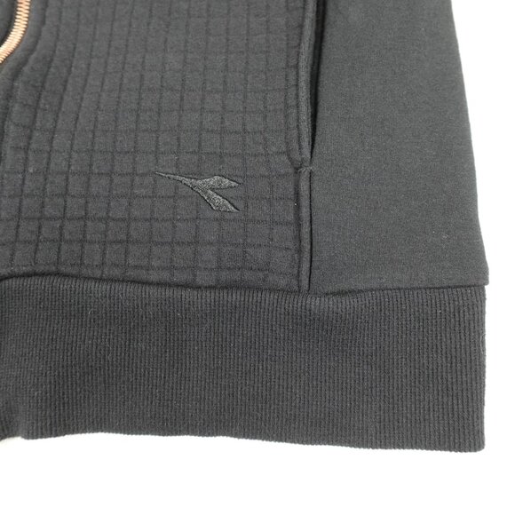 Diadora Quilted Zip Up Hoodie Women's Medium Black with Rose Gold Sweatshirt - Picture 8 of 12